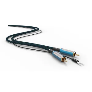 Cáp NorStone Skye RCA 150 bện xanh đen, jack xanh mạ vàng kèm dây ground đầu spade