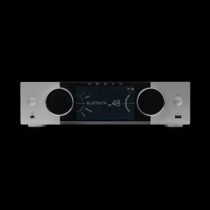 Onkyo Muse Y-40 bạc hiển thị nguồn Analog 1, volume 47 và hai núm điều khiển