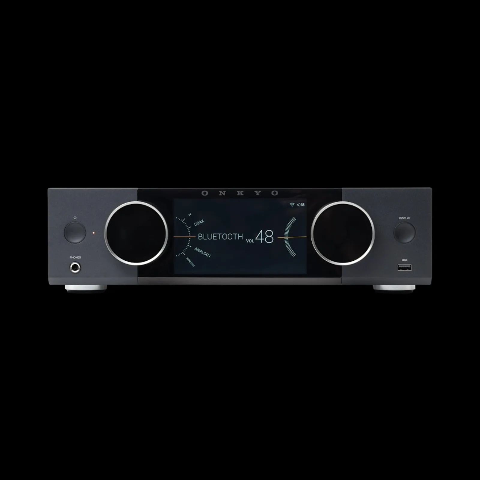 Onkyo Muse Y-40 đen mặt trước, màn hình Bluetooth volume 48