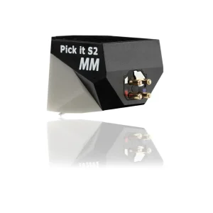 Đầu đĩa Pro-Ject Pick it S2 MM góc nghiêng, thân đen xám và chân cắm vàng