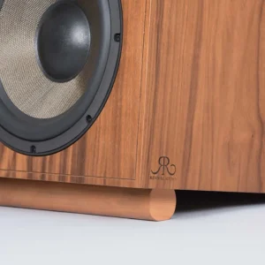 Cận cảnh củ midrange và woofer ATALANTE 5, vỏ gỗ và inlay trang trí