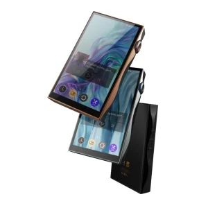 Ba Shanling M3 Plus mocha bạc đen xếp chồng, màn cảm ứng MTouch và logo Hi-Res Wireless