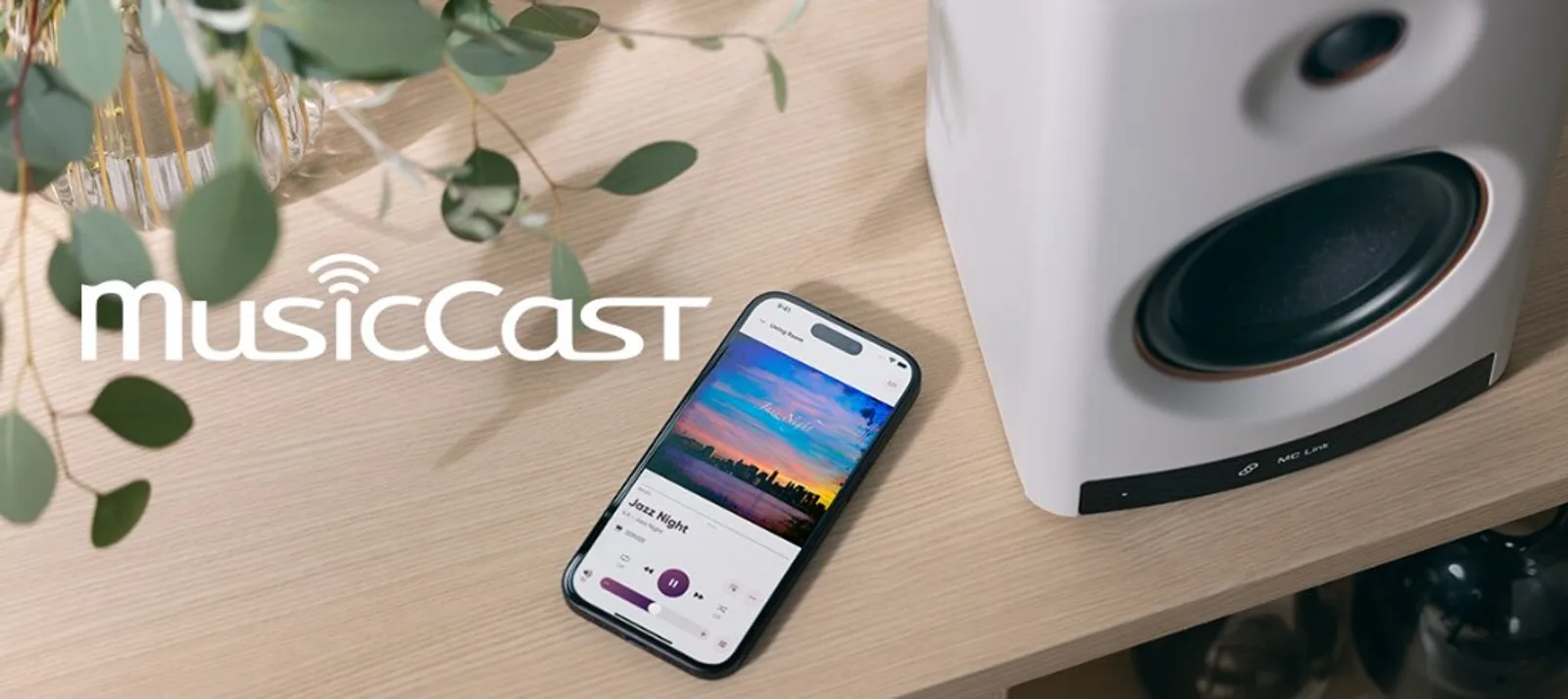 Yamaha NX-70A trắng kèm MusicCast và app điều khiển trên smartphone