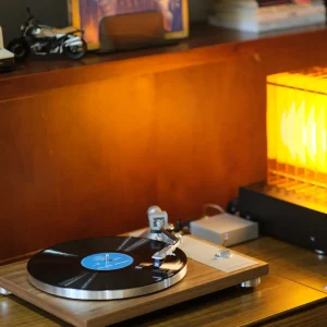 TEAC TN-4D-SE walnut trên tủ M Cabinet với đèn cube amber