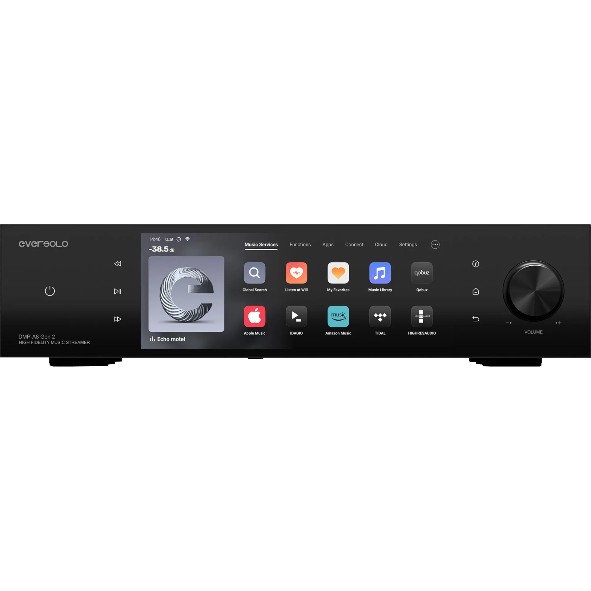 Eversolo DMP-A8 Gen 2 mặt trước với màn cảm ứng 8,6 inch