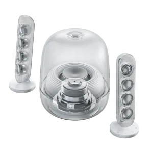 Harman Kardon SoundSticks 5 White x-ray: 6 loa mid 40 mm, 2 tweeter 25 mm và sub 5.25 inch