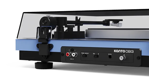 Mặt sau Kanto Obi3 Gen 2: RCA, công tắc Phono/Line, Bluetooth và cổng nguồn