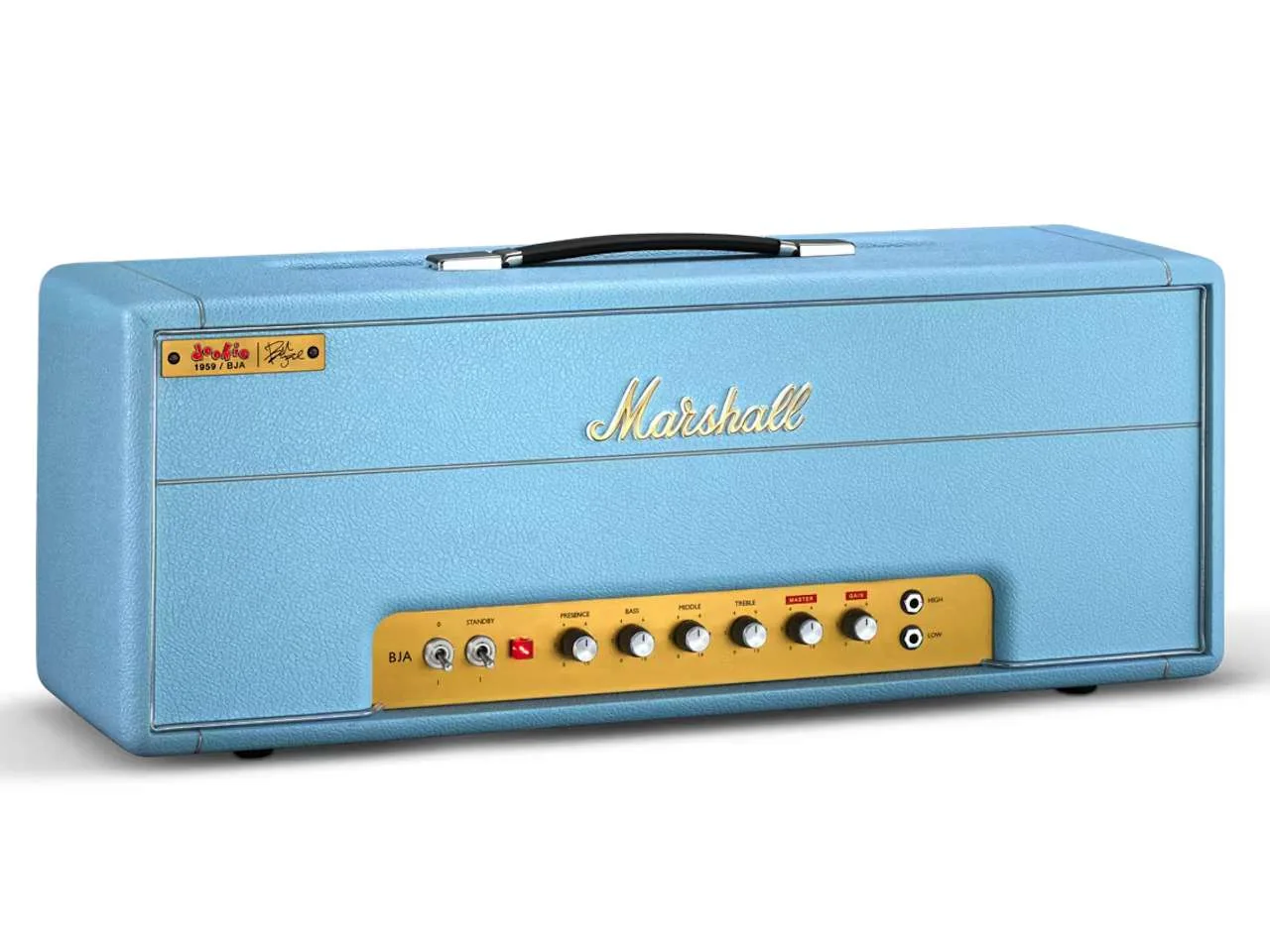 Cận cảnh panel Marshall 1959BJA với Gain Master Presence và EQ