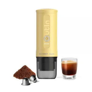 OutIn Nano Portable Espresso Machine Mellow Yellow nhìn thẳng nền trắng