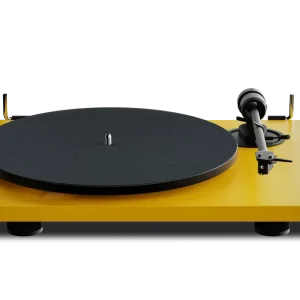 Mâm đĩa than Pro-Ject E1.2 BT Colour màu Golden Yellow nhìn thẳng nền trắng
