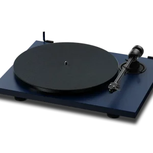 Pro-Ject E1.2 BT Colour Steel Blue nhìn góc nghiêng với thảm felt