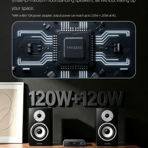 FiiO AIR AMP kéo đôi loa bookshelf trên kệ District M
