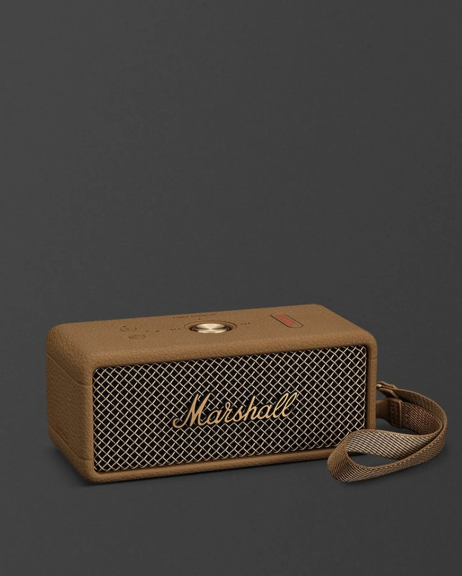 Marshall Emberton III màu Brown studio, lưới kim loại và dây đeo kèm theo