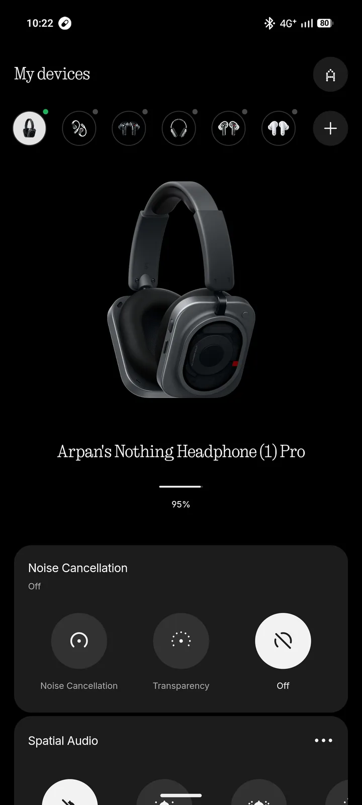 App Nothing điều khiển ANC Transparency Spatial Audio Headphone (1) Pro
