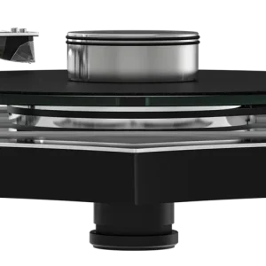 Mâm Pro-Ject Harley-Davidson nhìn từ sau thân MDF Bar Shield