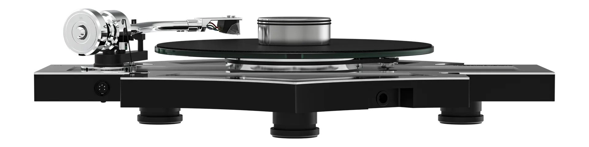 Mâm Pro-Ject Harley-Davidson nhìn từ sau thân MDF Bar Shield