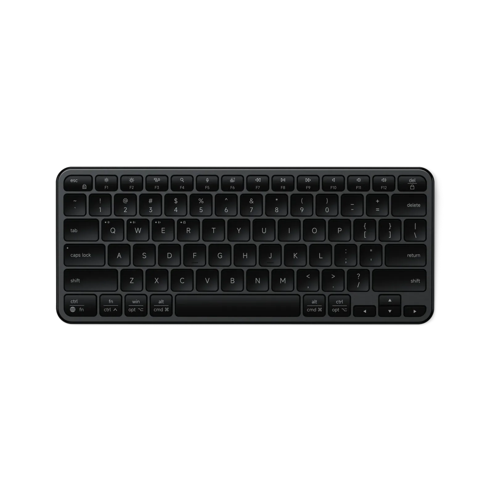 Layout phím Satechi Slim EX1 Space Black nhìn từ trên