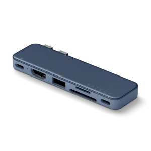 Satechi USB-C Snap Hub màu Indigo nhìn nghiêng, finish nhôm