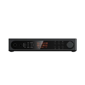 Mặt trước FiiO DM15 AKM đen, màn cam, công tắc MAGIC BASS và núm volume