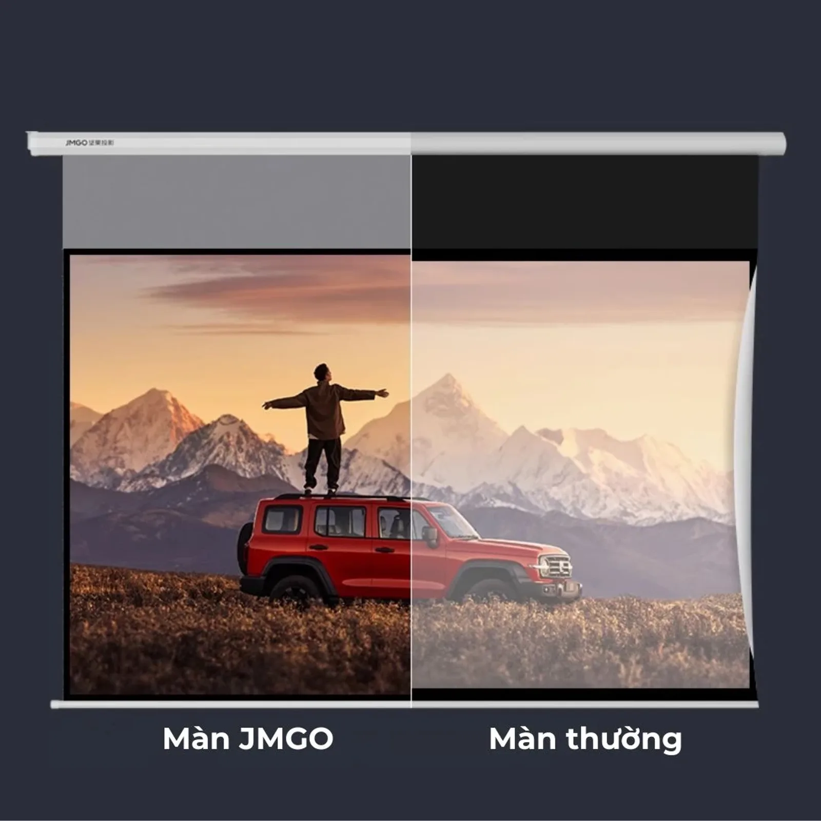 Chi tiết bề mặt màn chiếu điện JMGO 100 inch chống nhăn