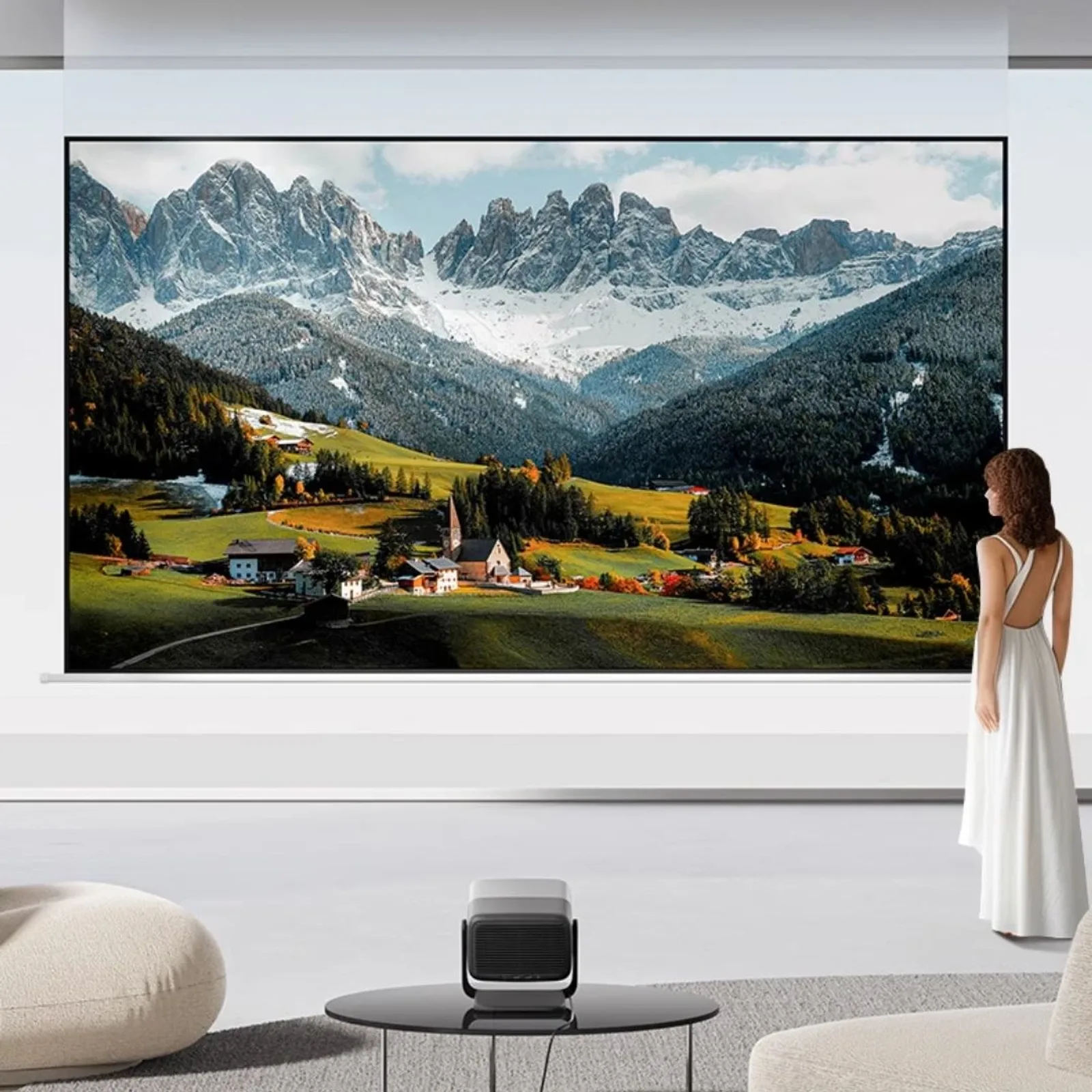 Màn chiếu điện JMGO 100 inch góc nghiêng