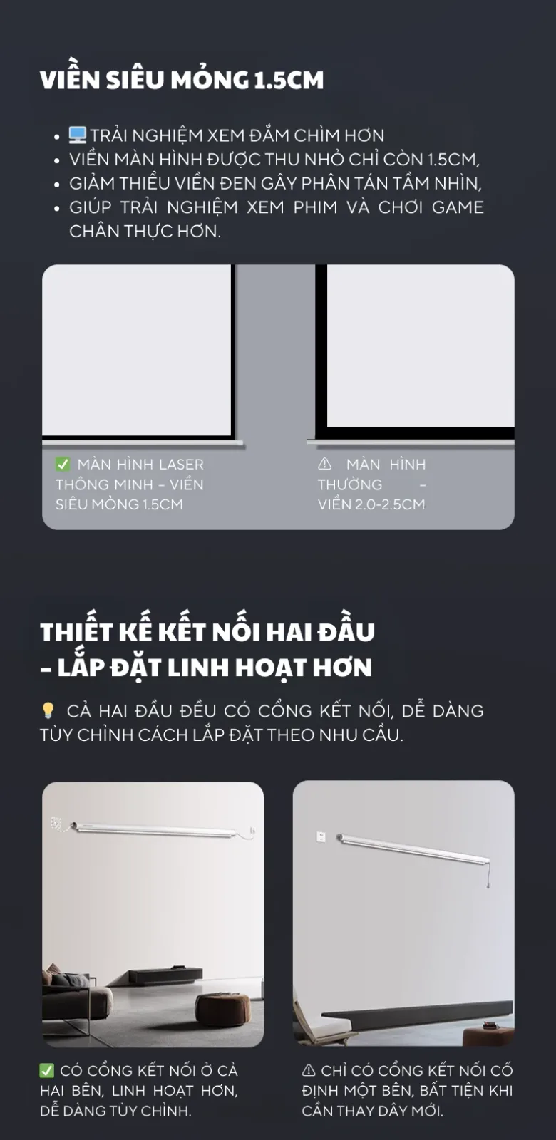 Lắp đặt treo tường hoặc trần màn chiếu điện JMGO