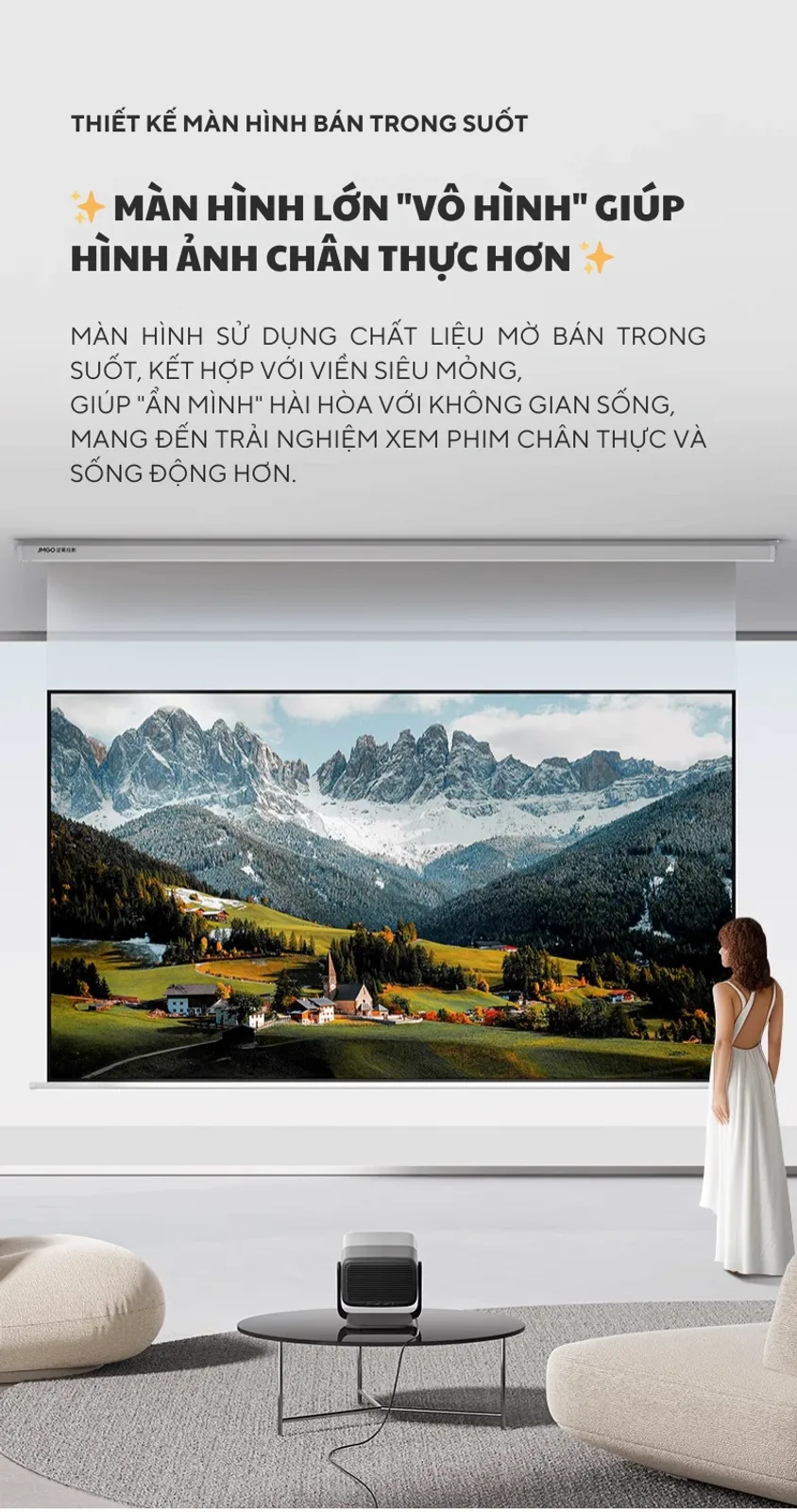 Màn chiếu JMGO tăng sáng tới 30 phần trăm so với màn thông thường