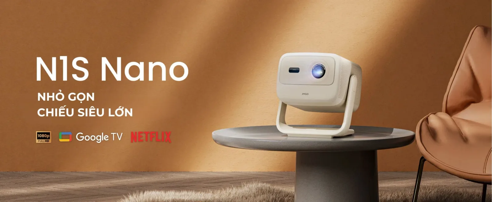 JMGO N1S Nano chiếu phim phòng khách