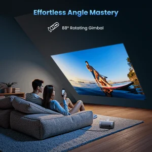 JMGO PicoPlay gimbal xoay 88 độ xem phim phòng khách