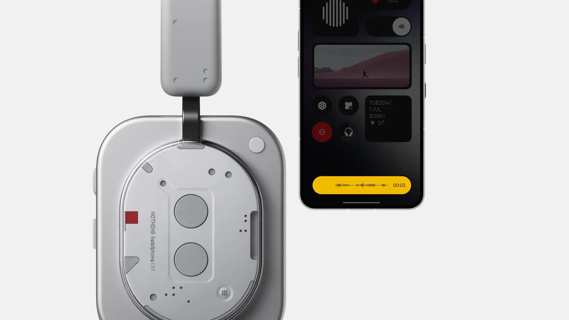 Nothing Headphone (1) đen trong bối cảnh sử dụng pin dài