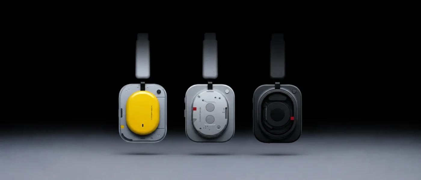 Tai nghe Nothing Headphone trên nền tối, thiết kế trong suốt chiến dịch brand